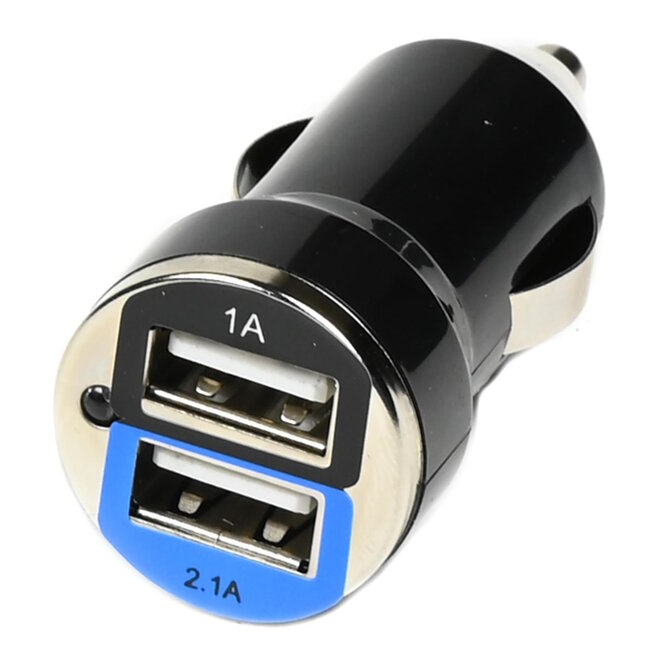 Benson Autolader - 2 USB-poorten - 12-24V - 2.1A - Zwart