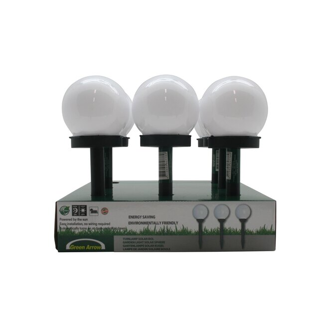 Benson LED Solar Tuinlamp - Bolvormig - Met Sensor - Ø 10 cm - Hoogte 23 cm - per stuk