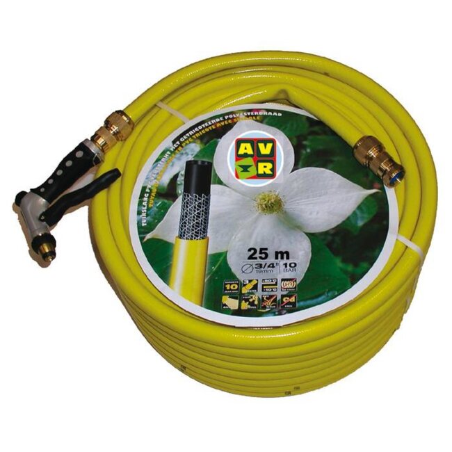 Talen Tools Tuinslang Geel AVR - 25m - 3/4" - Koperen Koppelingen
