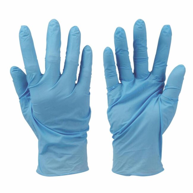 MM Eurotool Poedervrije nitril wegwerphandschoenen - Blauw - L - 100 stuks