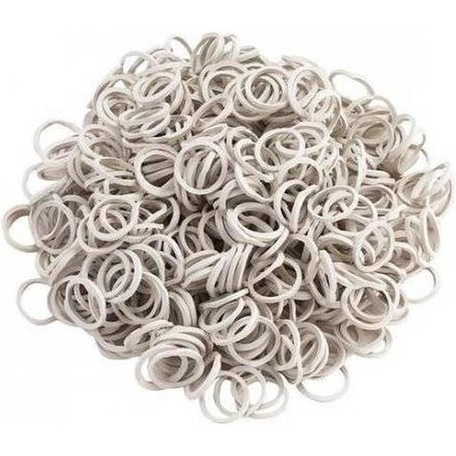 MM Eurotool Witte paardenmanen elastiekjes - 800 stuks - Compact opbergdoosje
