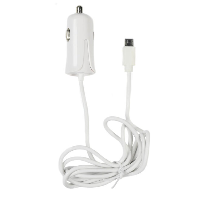 Benson Autolader met Micro USB kabel - 1.2 meter - 12-24V - 1A - wit