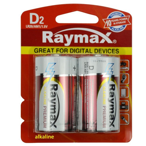 Raymax Batterij Alkaline LR20 - Type - D - 1.5V - 2 stuks Raymax Batterij Alkaline LR20 - Type - D - 1.5V - 2 stuks