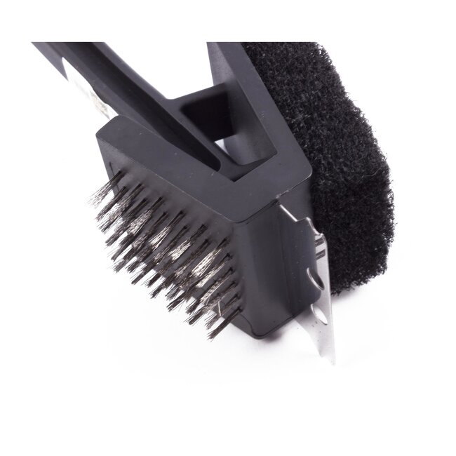 Benson 3-in-1 BBQ en Grill Borstel - Messing, RVS en Spons - Met Steel