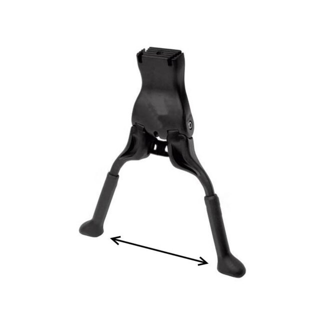 Amigo Verstelbare dubbele fietsstandaard - middenstandaard - inklapbaar uiteinde - zwart - 24-28 inch