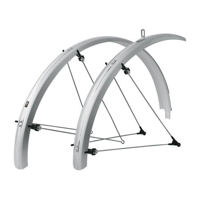 Amigo Spatborden set - 28 inch - zilver - met lichtdoorvoer - roestvrij staal - eenvoudig te monteren