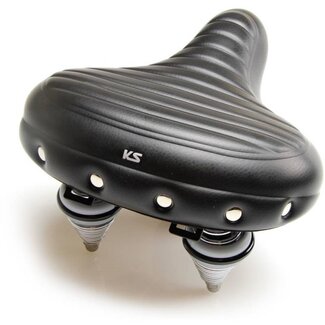 Selle Comfortabel fietszadel - waterdicht - lichtgewicht - geribbeld zwart - 270 mm x 240 mm