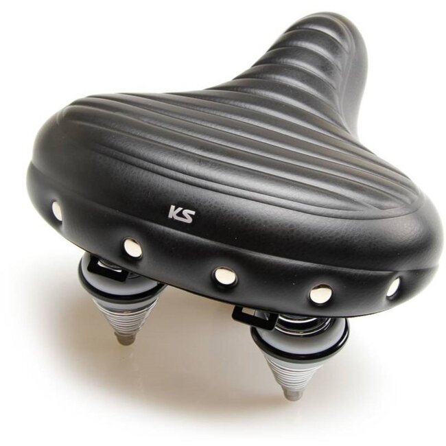 Selle Comfortabel fietszadel - waterdicht - lichtgewicht - geribbeld zwart - 270 mm x 240 mm