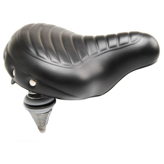 Selle Comfortabel fietszadel - waterdicht - lichtgewicht - geribbeld zwart - 270 mm x 240 mm