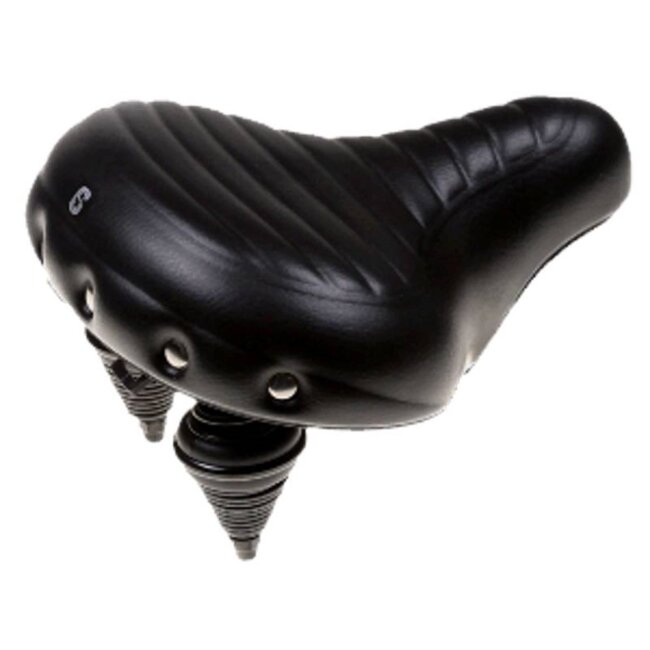 Selle Comfortabel fietszadel - waterdicht - lichtgewicht - geribbeld zwart - 270 mm x 240 mm