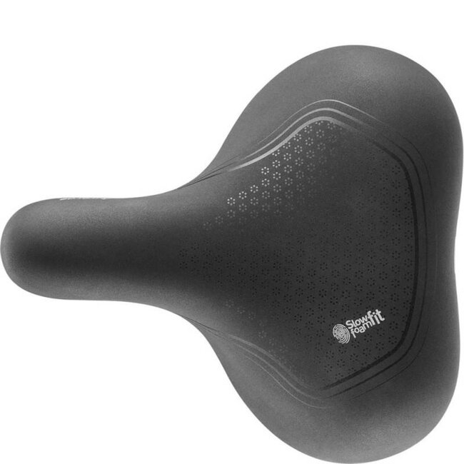 Selle Comfort fietszadel - brede zit - dikke vulling - elastomeer vering - zwart - dames