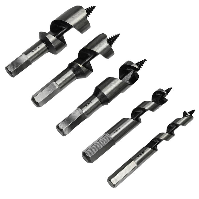 Benson Slangenboor Boorset - Precisie-gefreesd - Zelf-voedende schroefpunt - 10-25 mm - 5-delig