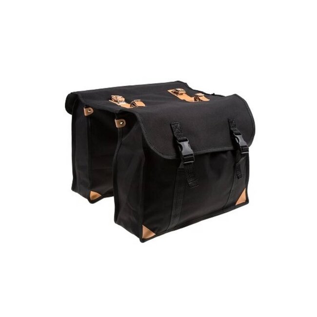 Nietverkeerd Dubbele fietstas - Retro stijl - Stevige gespen - 24 liter - Zwart