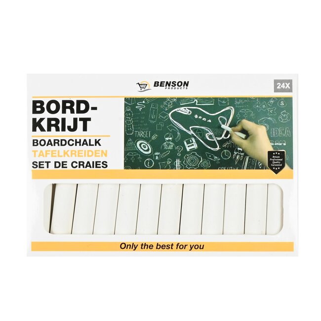Benson Witte bordkrijtjes - Ø 1 x 8 cm - 24 stuks - heldere kleuren