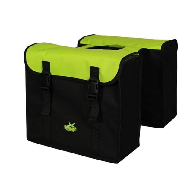 Falkx Dubbele fietstas - 34 liter - zwart met groen - waterproof - eenvoudig te monteren