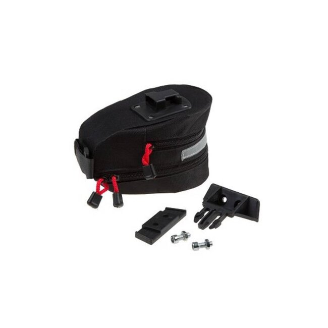 Falkx Zadeltas met click-bevestiging en reflectiestrepen - zwart - 11 x 11 x 17 cm