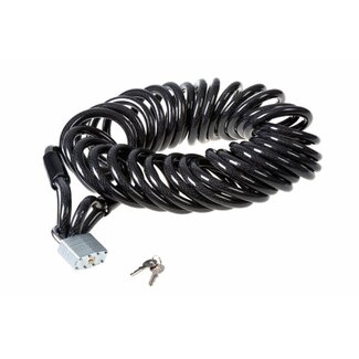 Falkx Staalkabel met slot - 10 meter - geplastificeerd - 15 mm dik - zwart/zilver