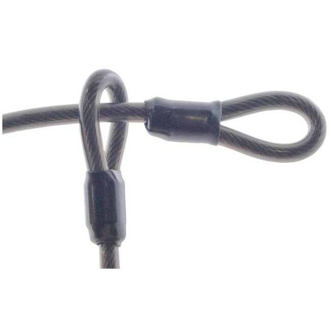 Falkx Staalkabel met slot - 10 meter - geplastificeerd - 15 mm dik - zwart/zilver