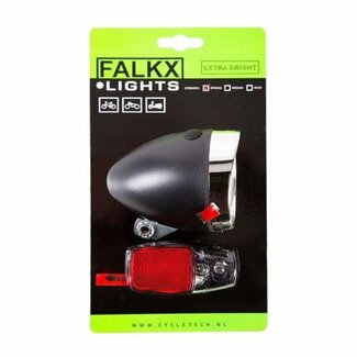 Falkx LED fietsverlichtingsset - koplamp en achterlicht met reflector - inclusief batterijen