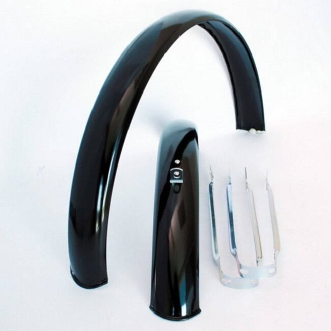 Amigo Spatbordset met stangen - 20 inch - metaal - zwart glans - superlicht en duurzaam