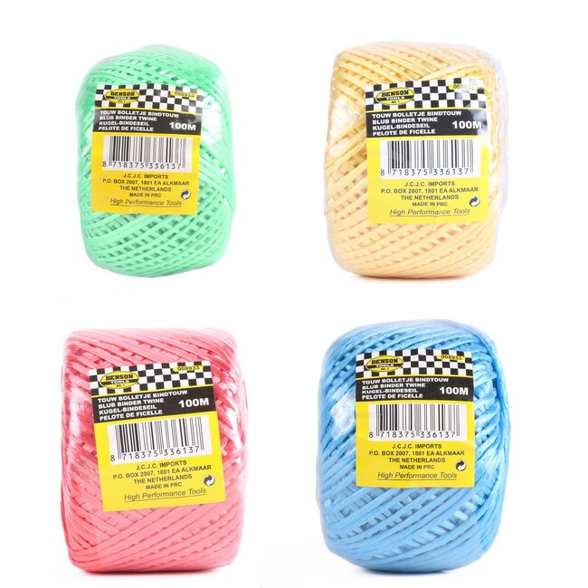Benson Kleurrijk bindtouw - 100 meter - veelzijdig gebruik - per stuk
