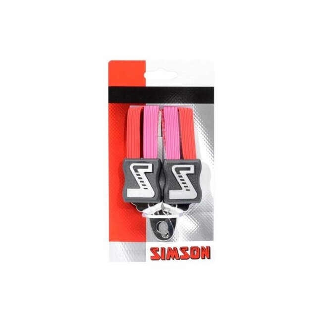 Simson Korte snelbinder - 3 binders - roze en rood - 49 cm - geschikt voor kinderfietsen