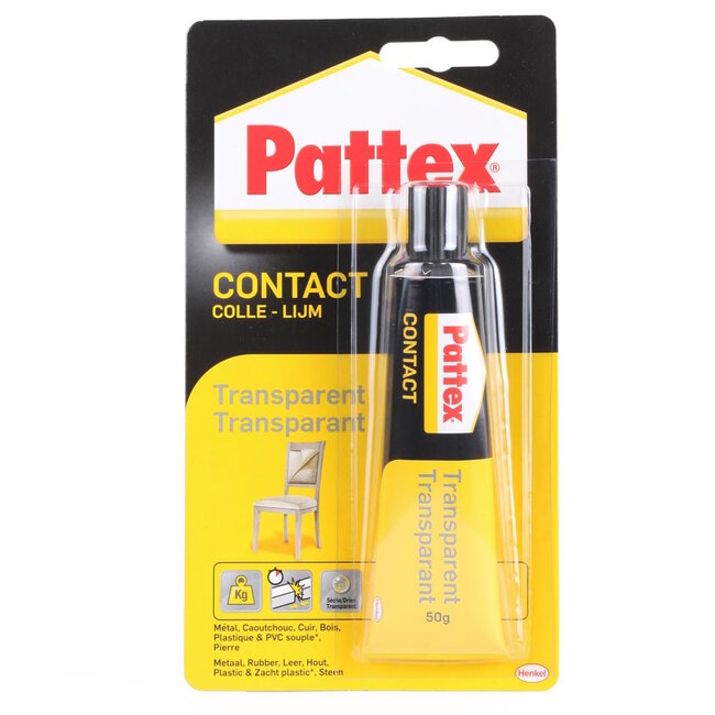 Pattex Transparante contactlijm - glashelder - 50 gram tube - ijzersterk