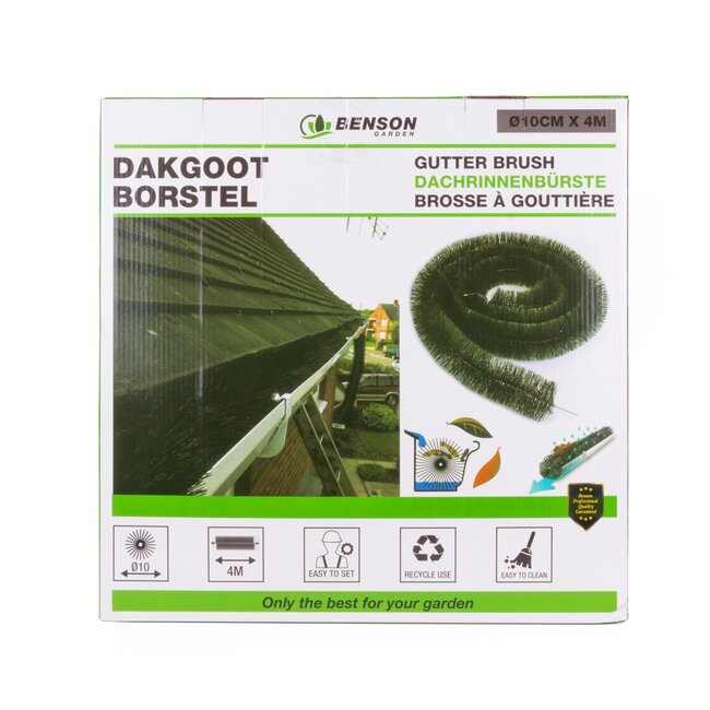 Benson Flexibele dakgootborstel - Ø 10 cm x 4 meter - zwart - roestvrijstaal en nylon
