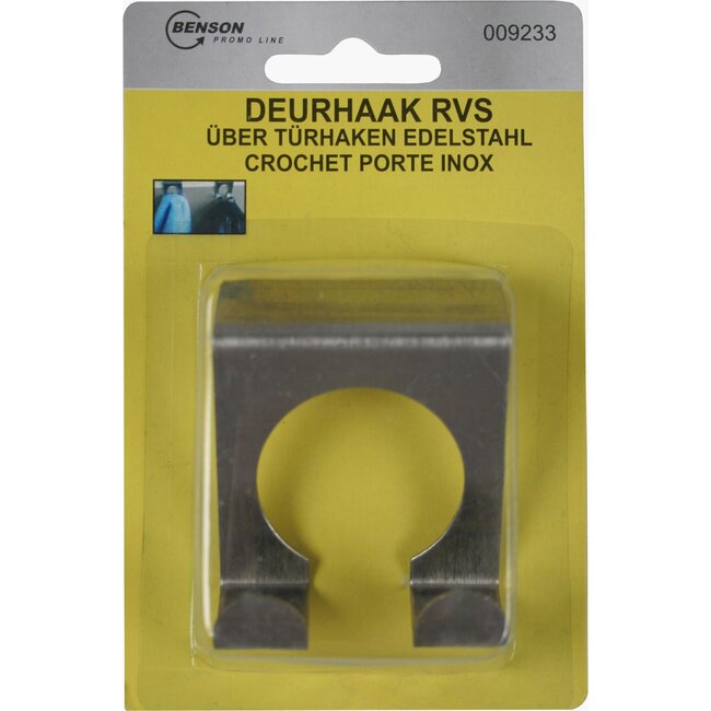 Benson Dubbele deurhaak - roestvrij staal - max. deurdikte 20 mm - 5 x 5 cm