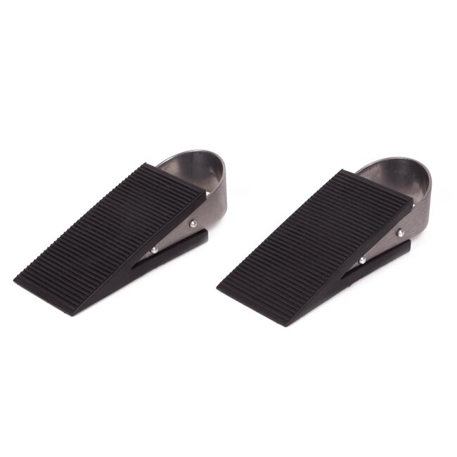 Benson Set van 2 deurstoppers - rubber met RVS - 13x5x3 cm - extra grip