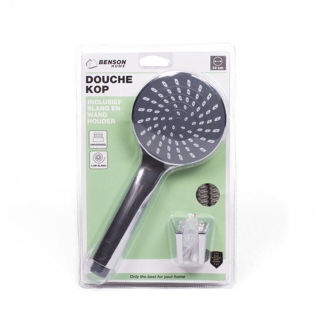Benson Doucheset chroom - 21 cm kop - 1,5 meter slang - Inclusief muurbevestiging