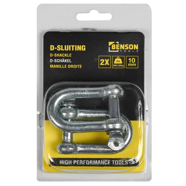 Benson D-sluiting - Ø 10 mm - Robuust - Set van 2 - Werklast 320 kg