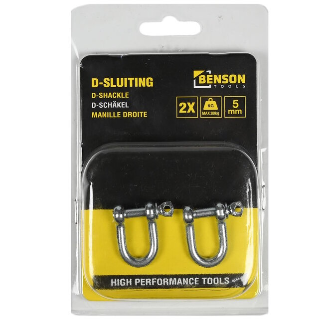 Benson D-sluiting - Ø 5 mm - Set van 2 - Werklast 80 kg - Q235 materiaal