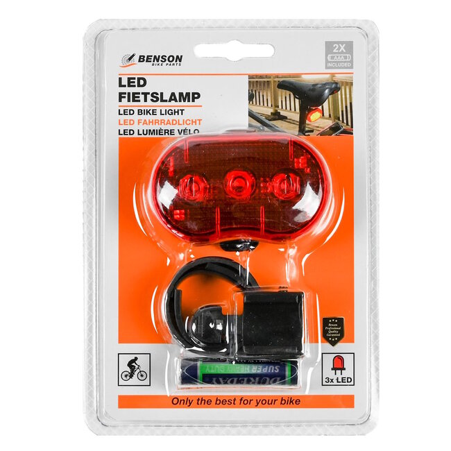 Benson Waterbestendig LED-achterlicht - 3 functies - Inclusief batterijen - Rood