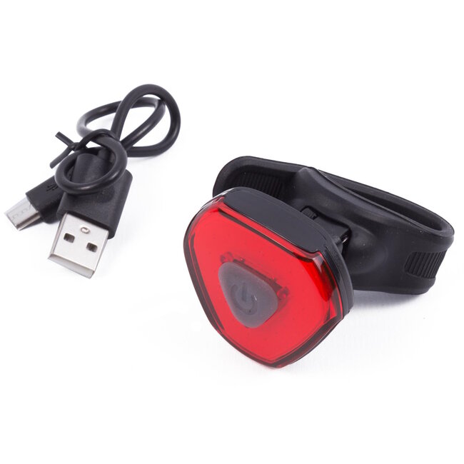 Benson USB-oplaadbare LED fietslamp - regenwaterdicht - rood - 3 lichtstanden - 3 knipperstanden