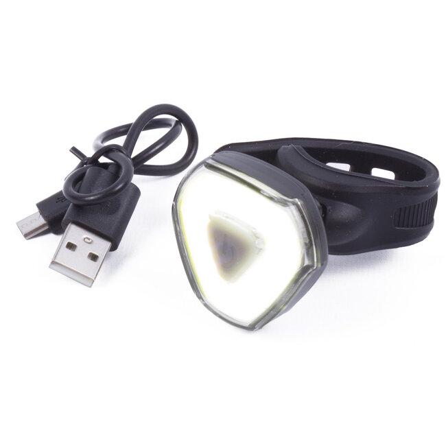 Benson USB-oplaadbare LED fietslamp - regenwaterdicht - wit - 3 lichtstanden - 3 knipperstanden