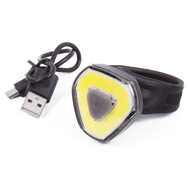Benson USB-oplaadbare LED fietslamp - regenwaterdicht - wit - 3 lichtstanden - 3 knipperstanden