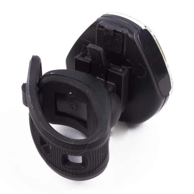 Benson USB-oplaadbare LED fietslamp - regenwaterdicht - wit - 3 lichtstanden - 3 knipperstanden