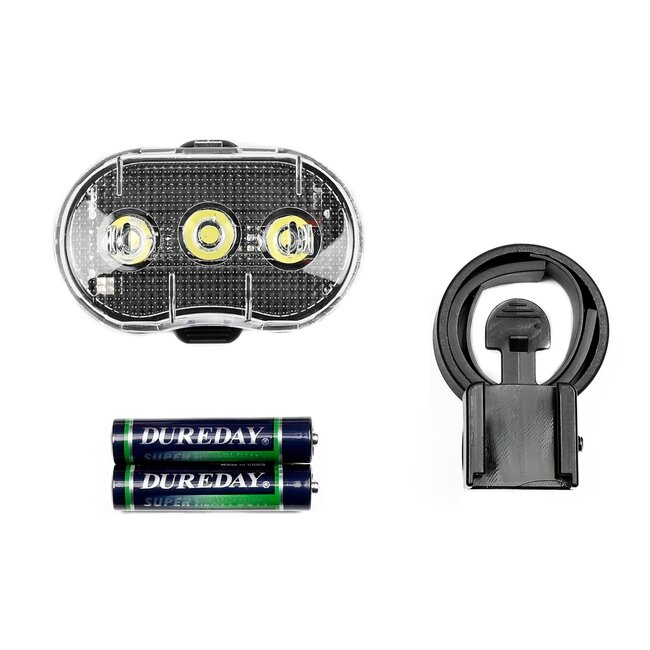 Benson Waterbestendige fietslamp LED - wit - inclusief batterijen - 3 functies