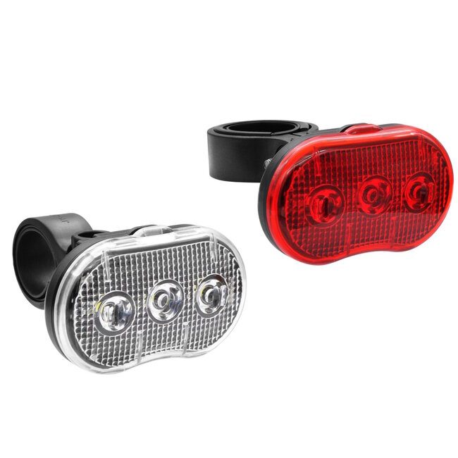 Benson Fietslamp LED set - 3 functies - wit en rood - inclusief batterijen - 2 delig