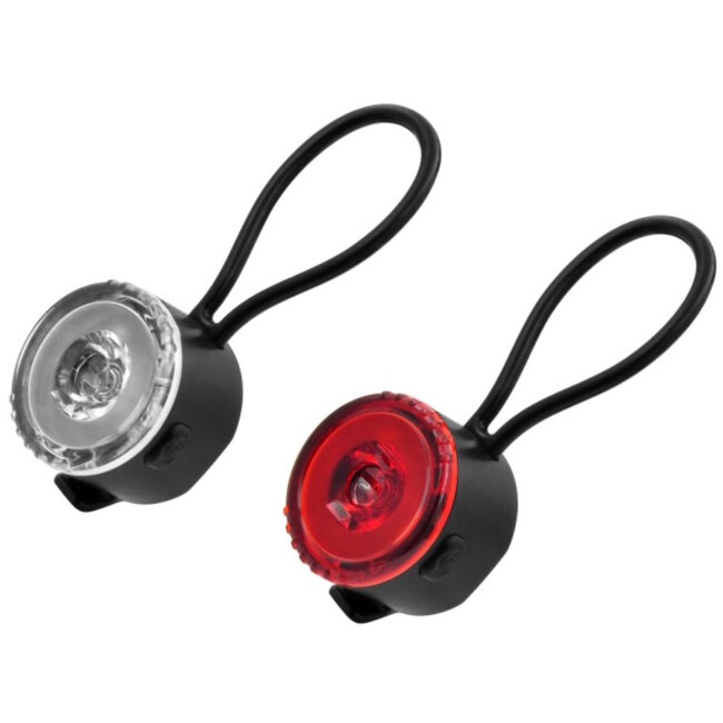 Benson Ronde LED fietslamp set - 3 lichtstanden - 2-delig - 30 x 24 x 30 mm