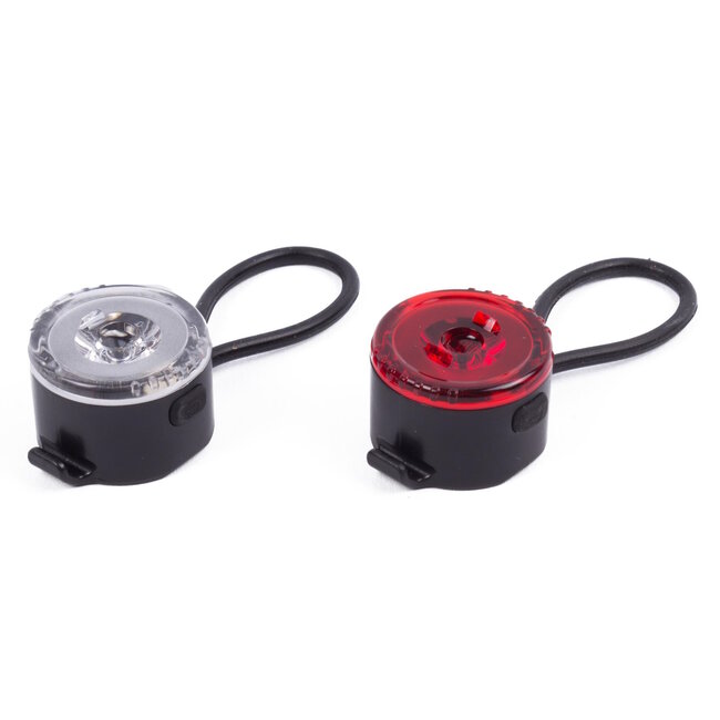 Benson Ronde LED fietslamp set - 3 lichtstanden - 2-delig - 30 x 24 x 30 mm