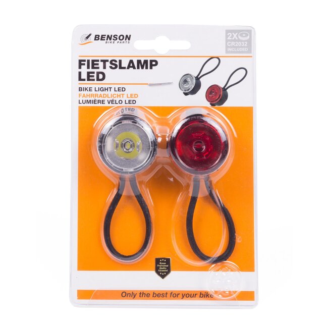 Benson Ronde LED fietslamp set - 3 lichtstanden - 2-delig - 30 x 24 x 30 mm