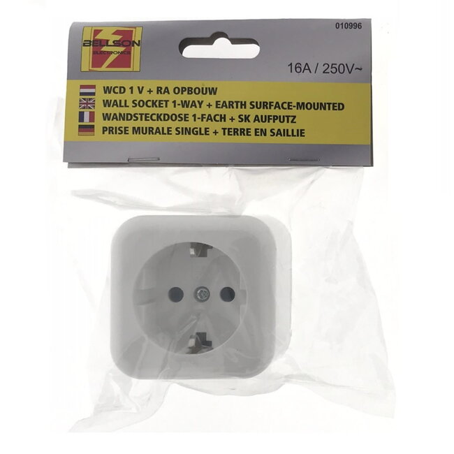 Benson Wandcontactdoos - 1-voudig - Opbouw - Randaarde - Wit