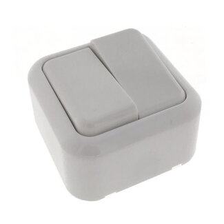 Benson Wandcontactdoos met wisselschakelaar - opbouw - wit - 61x61x35 mm