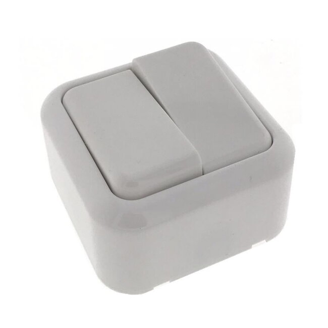 Benson Wandcontactdoos met wisselschakelaar - opbouw - wit - 61x61x35 mm