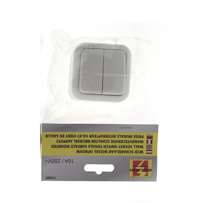 Benson Wandcontactdoos met wisselschakelaar - opbouw - wit - 61x61x35 mm