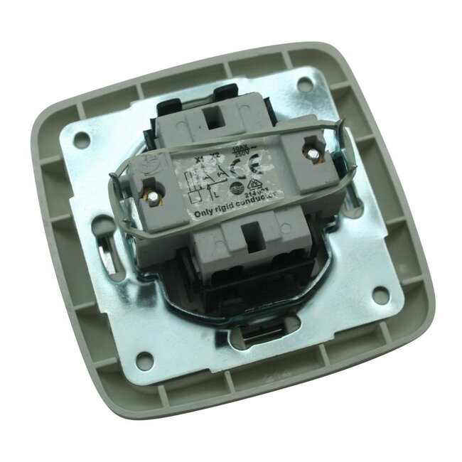 Benson Wandcontactdoos - Wisselschakelaar - Inbouw - Deluxe - Wit/Chroom - 8x8 cm