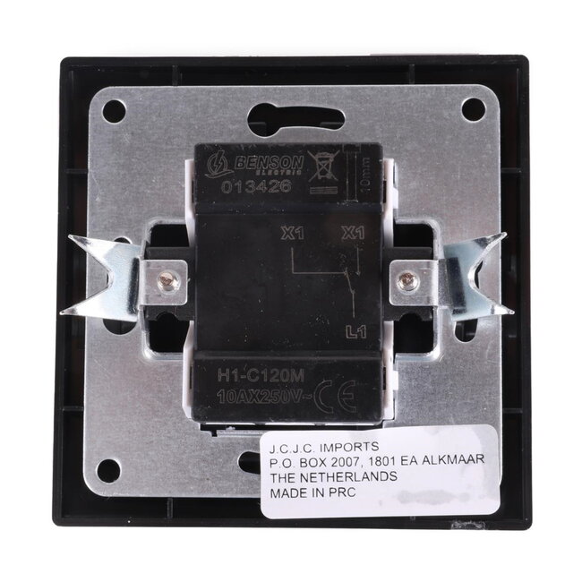 Benson Wandcontactdoos - Schakelaar - Inbouw - Matzwart - 81 x 81 mm