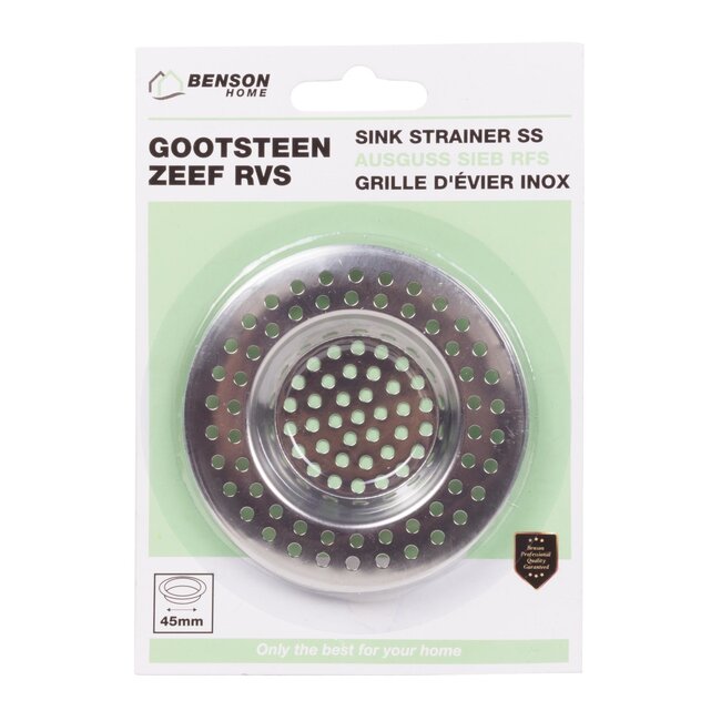 Benson Roestvrijstalen gootsteenzeef - Ø 45-60 mm - Voorkomt verstoppingen - Eenvoudig te reinigen